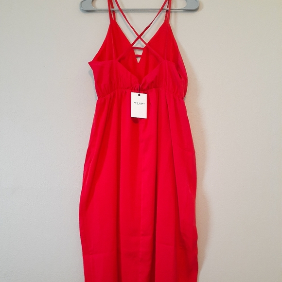 Few Moda New York Red Evening V Neck Midi Dress - Picture 8 of 11